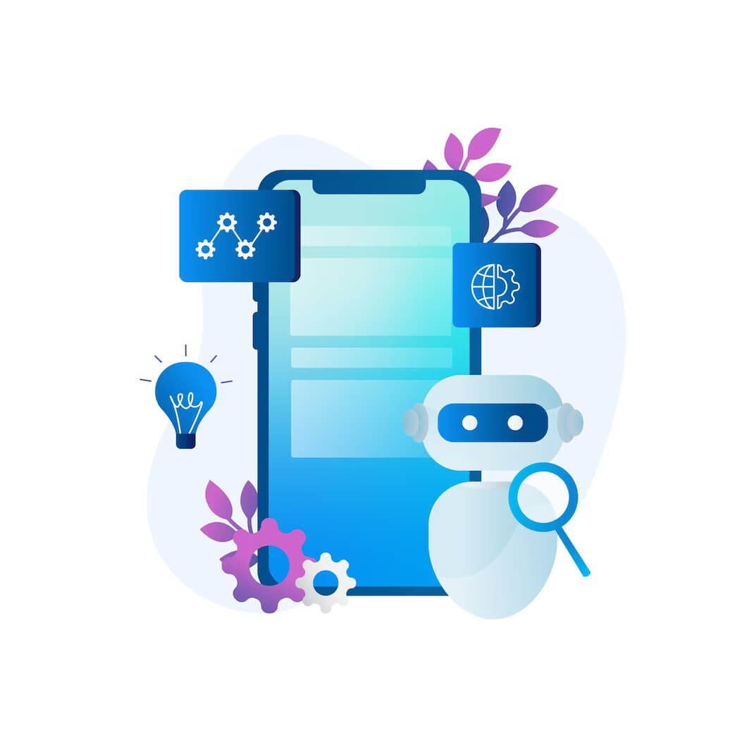 AI robot on mobile device with WordPress site