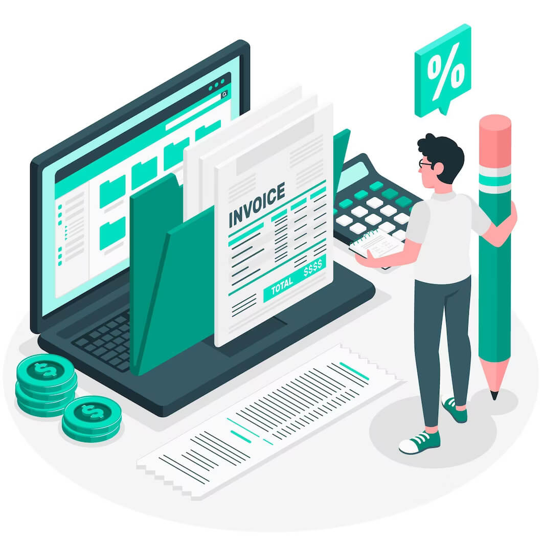 Businessman looking over invoices and not wasting time on WordPress maintenance services