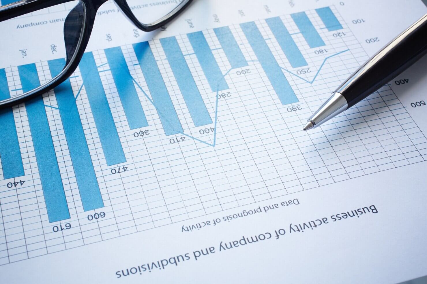 Close-up of latest financial results on the desk. Market trends and customer behavior for online shop