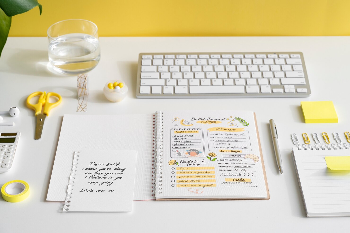 Content strategy on paper on a colorful desk
