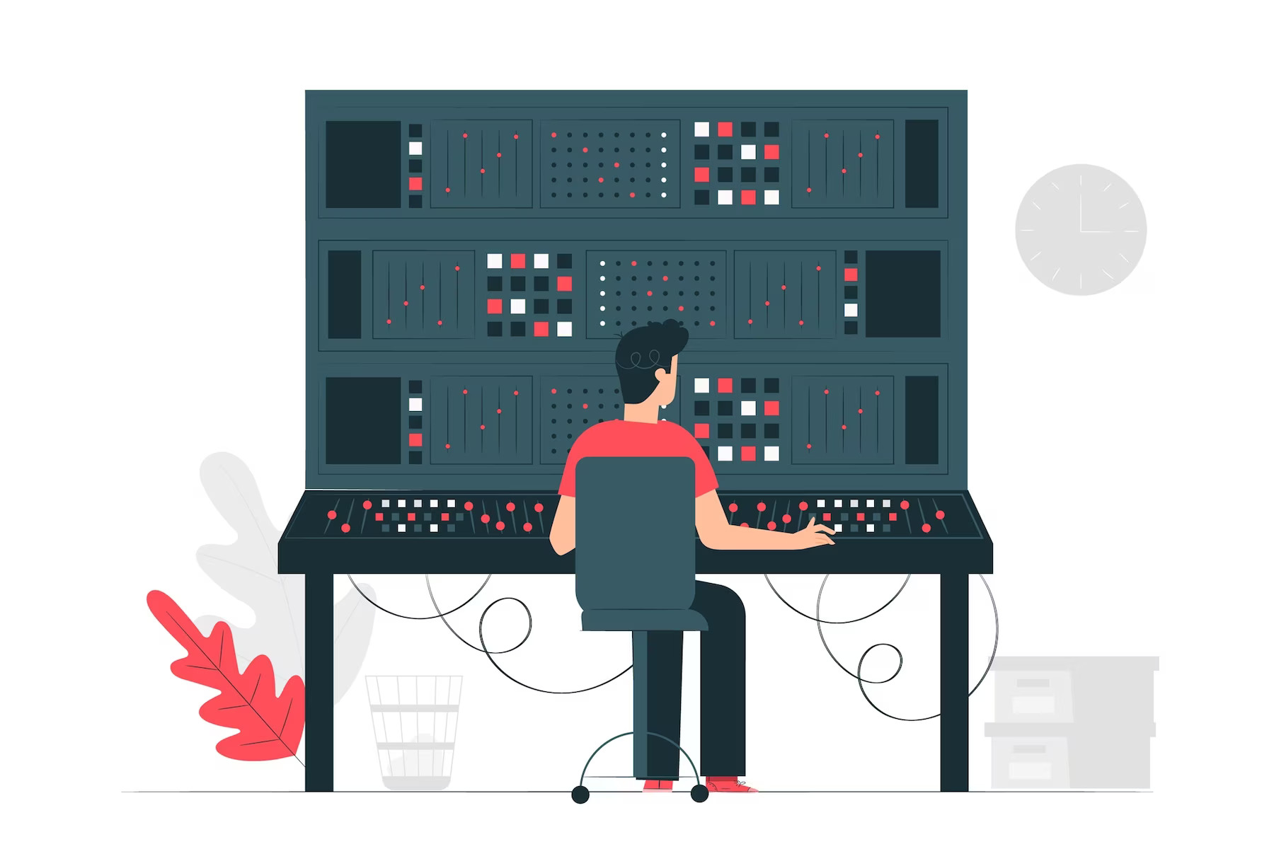 Control panel of a web server in an office