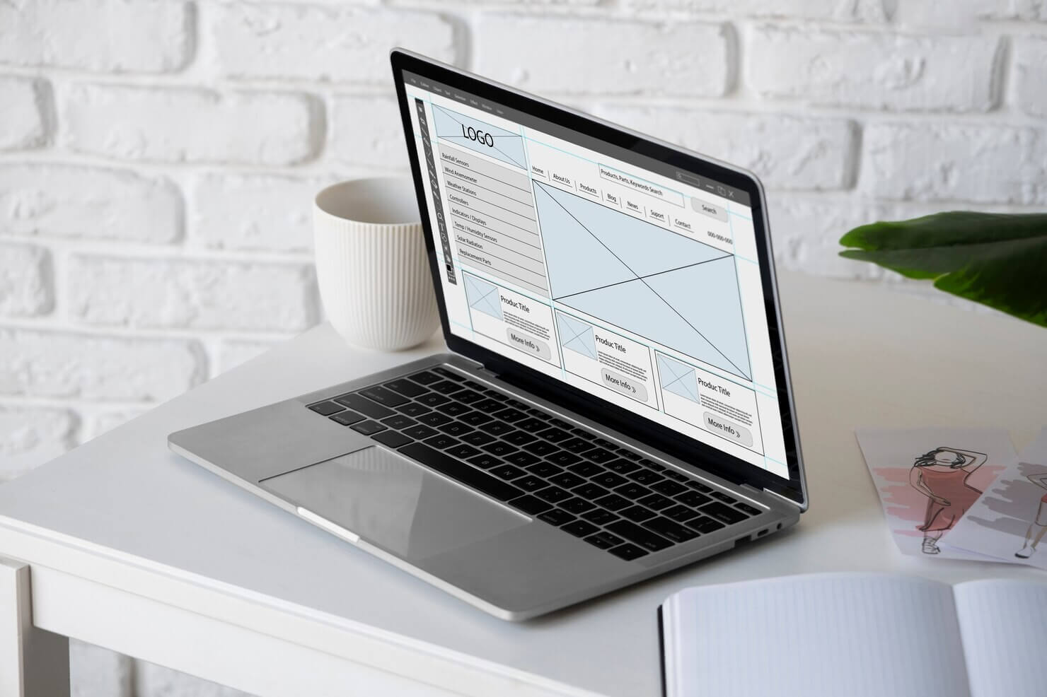 Design of new WordPress site on laptop