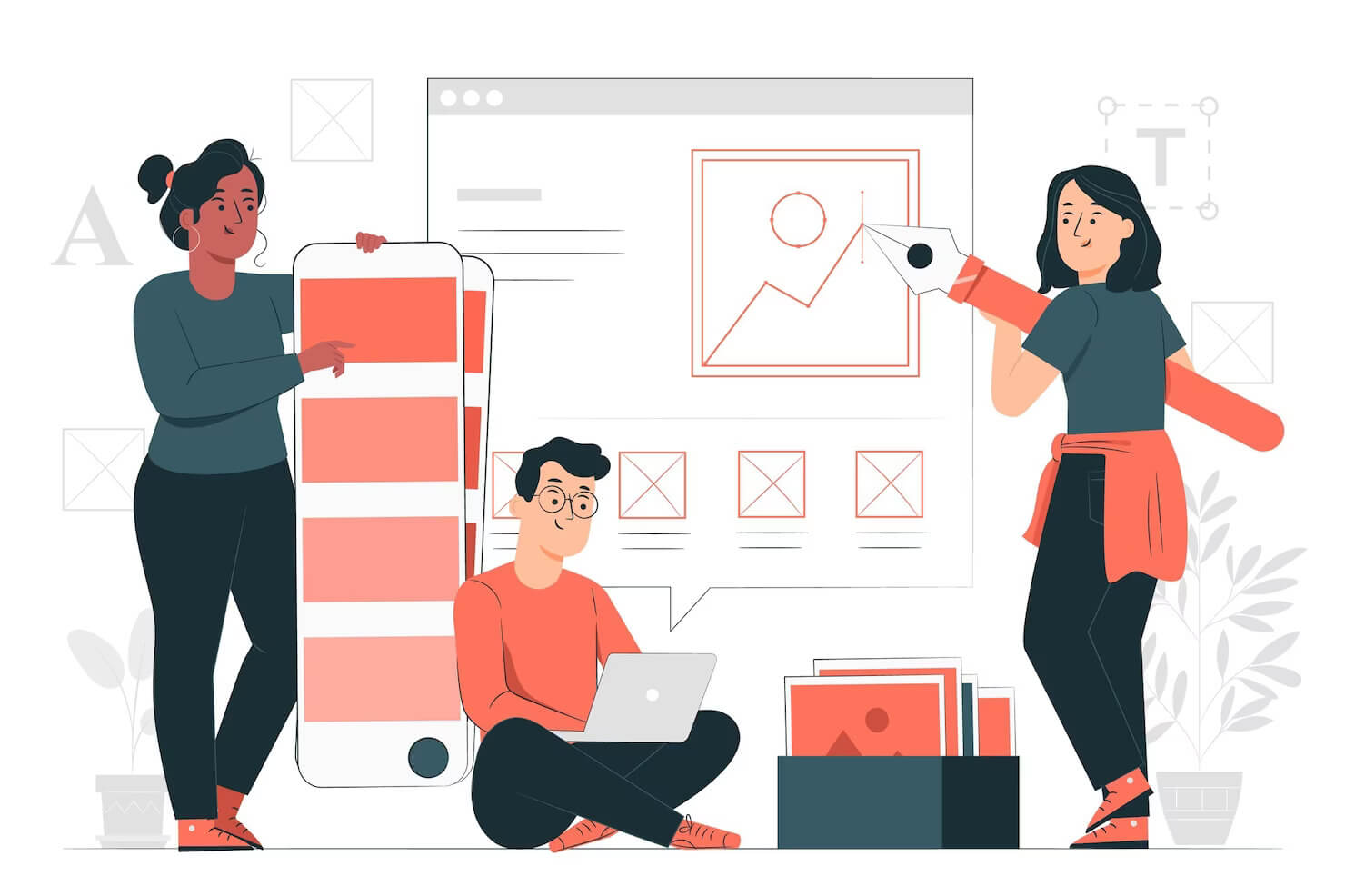 Design team planning out interactive elements