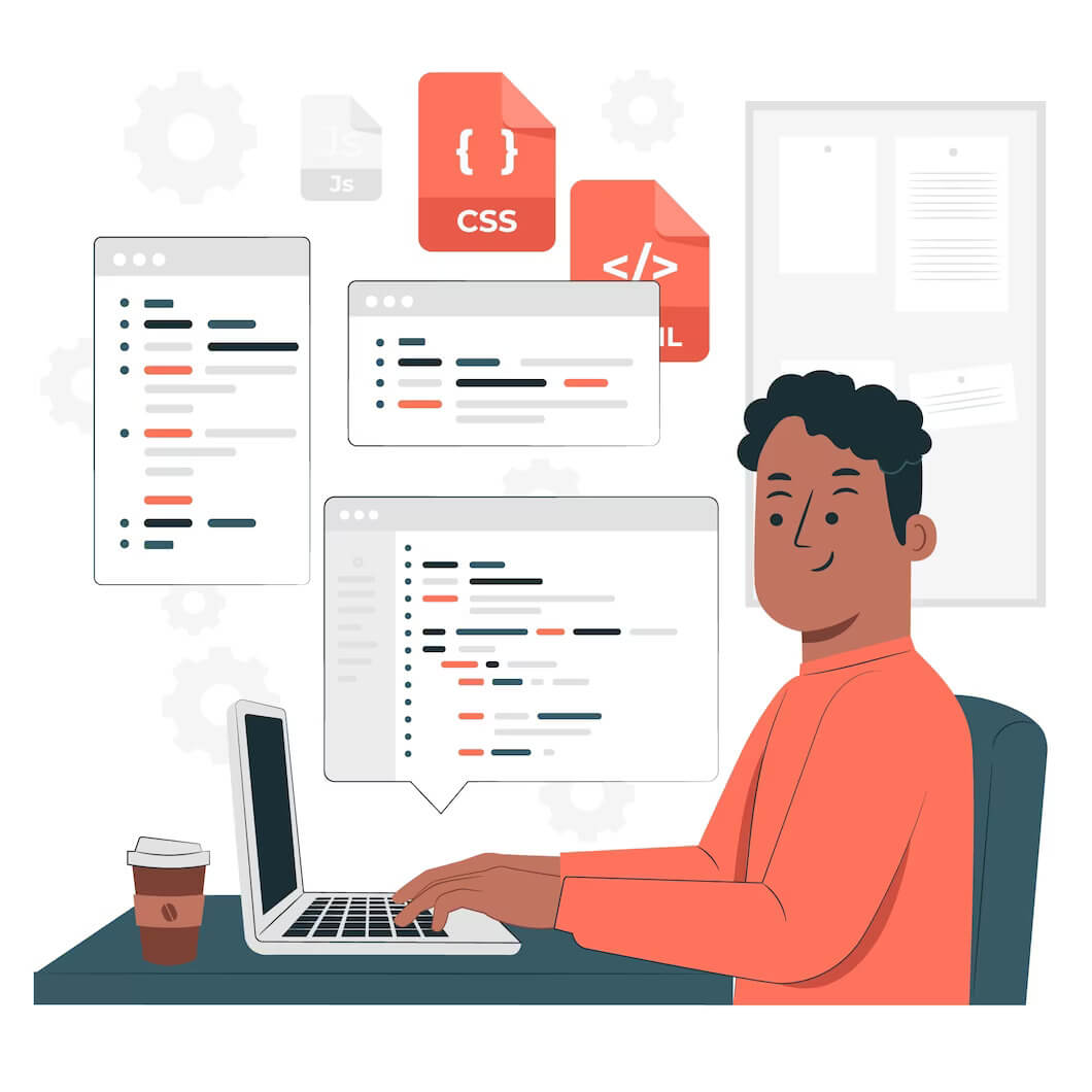 Developer coding various animations for WordPress site
