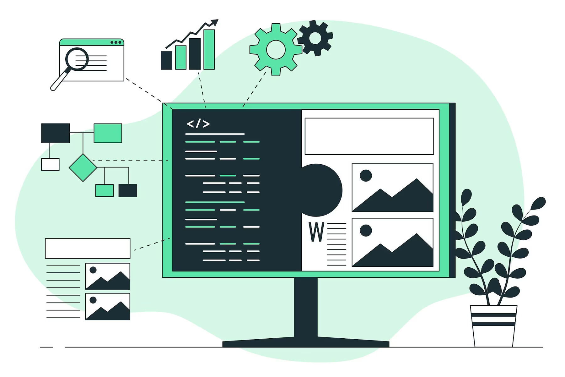 Developer console and website being developed on desktop screen