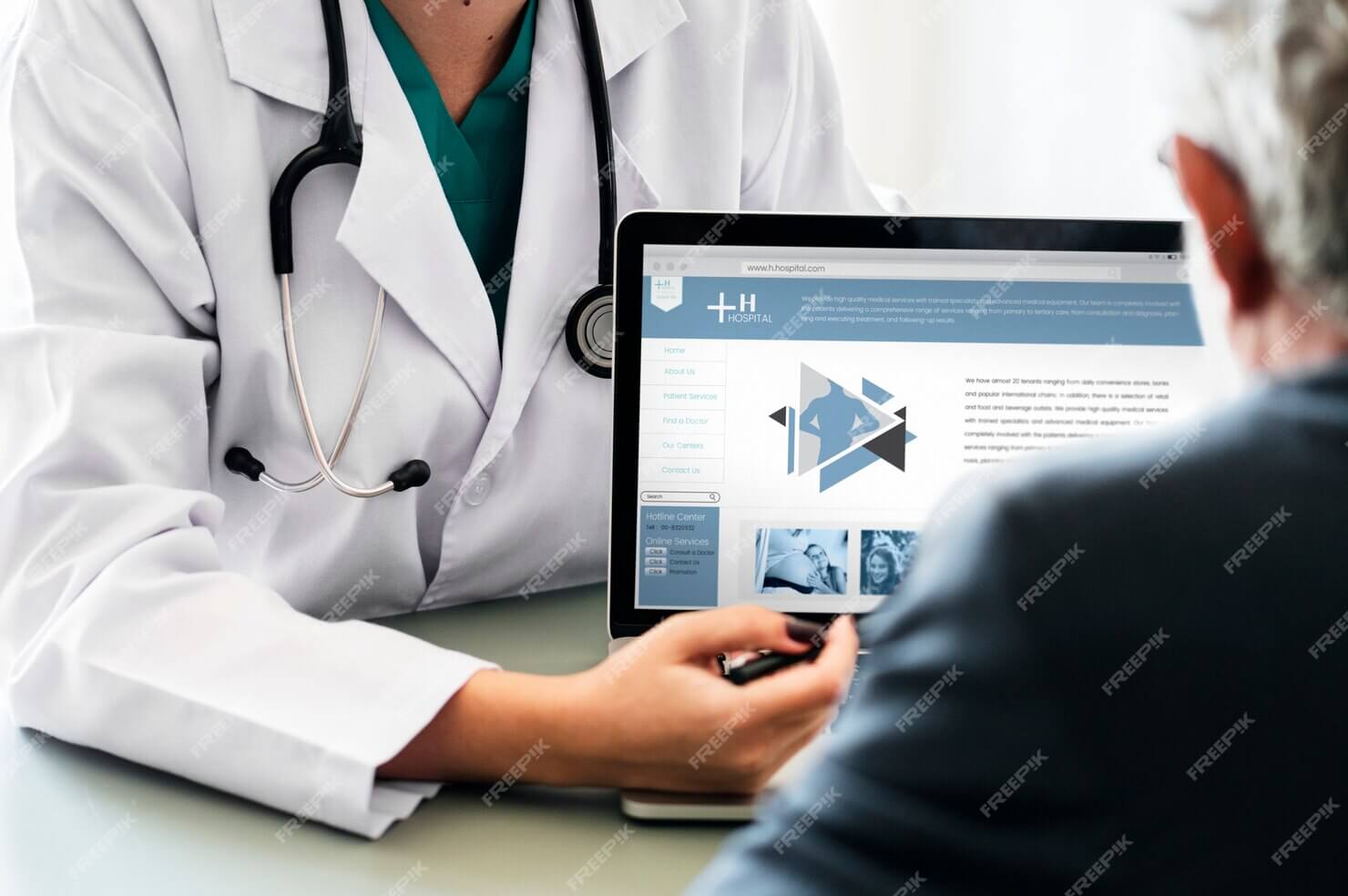 Doctor suggesting changes that need to be done on healthcare website