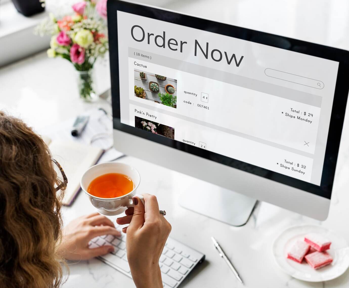 E-commerce online shopping order now and checkout procedures