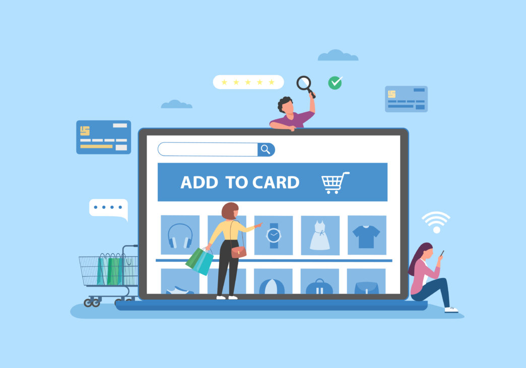 eCommerce platforms on laptop