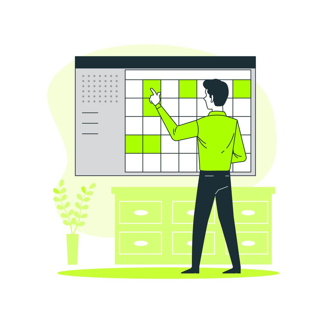 Freelance developer organizing projects on his calendar