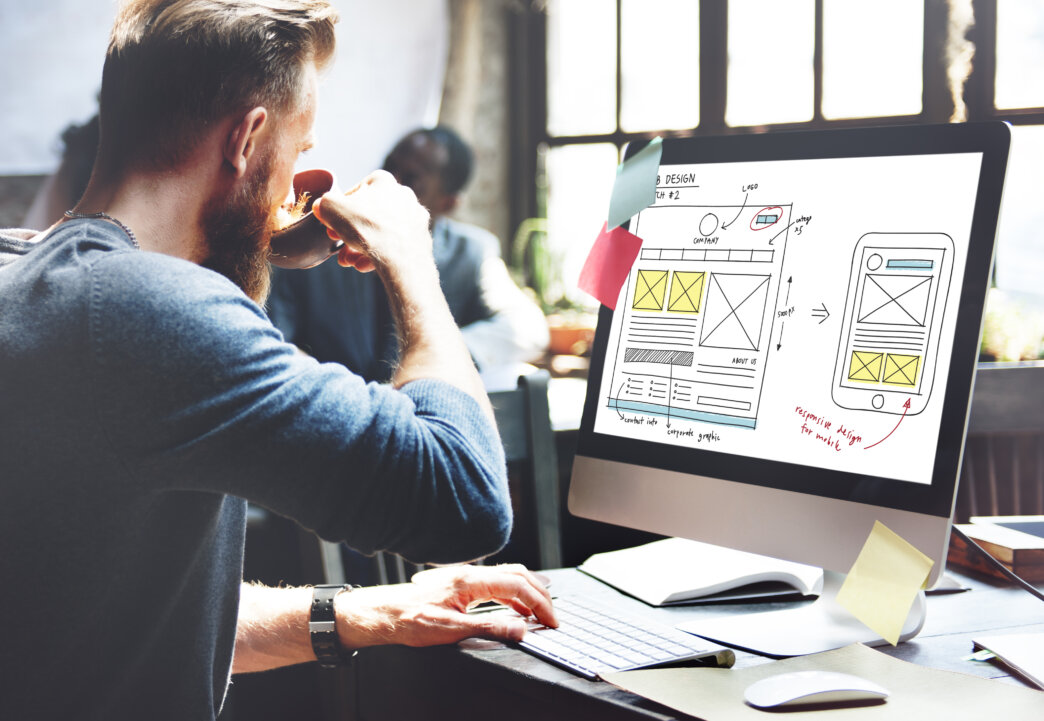 Graphic designer creating user journey with WordPress design