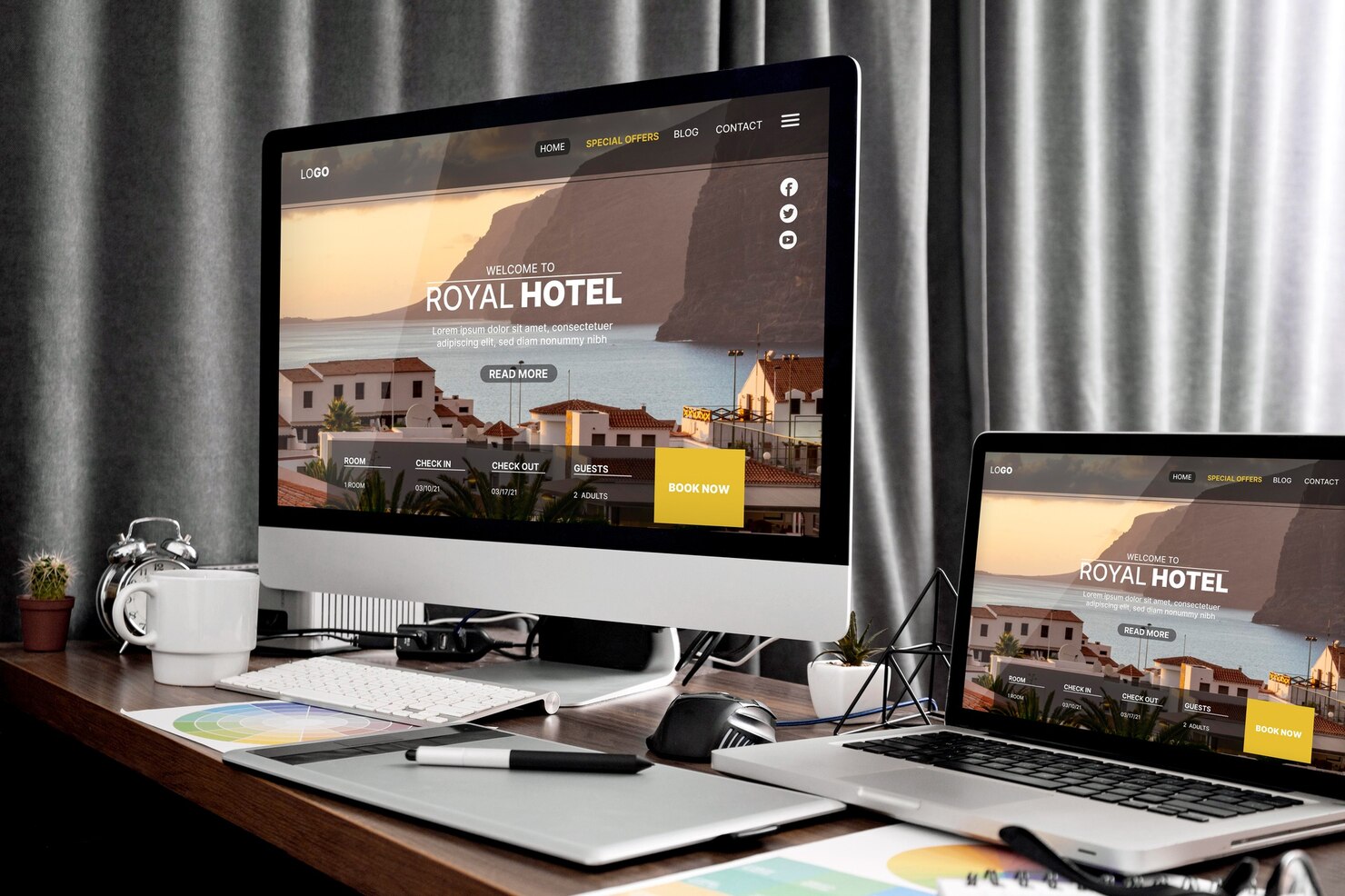 Homepage seen on computer screen with optimized website images