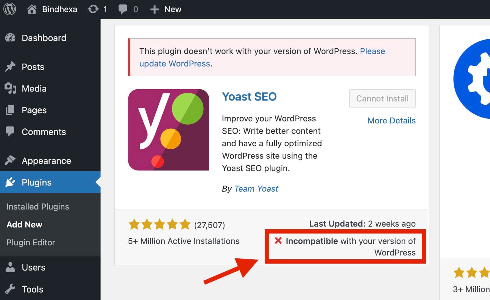 Incompatible Plugin Warning
