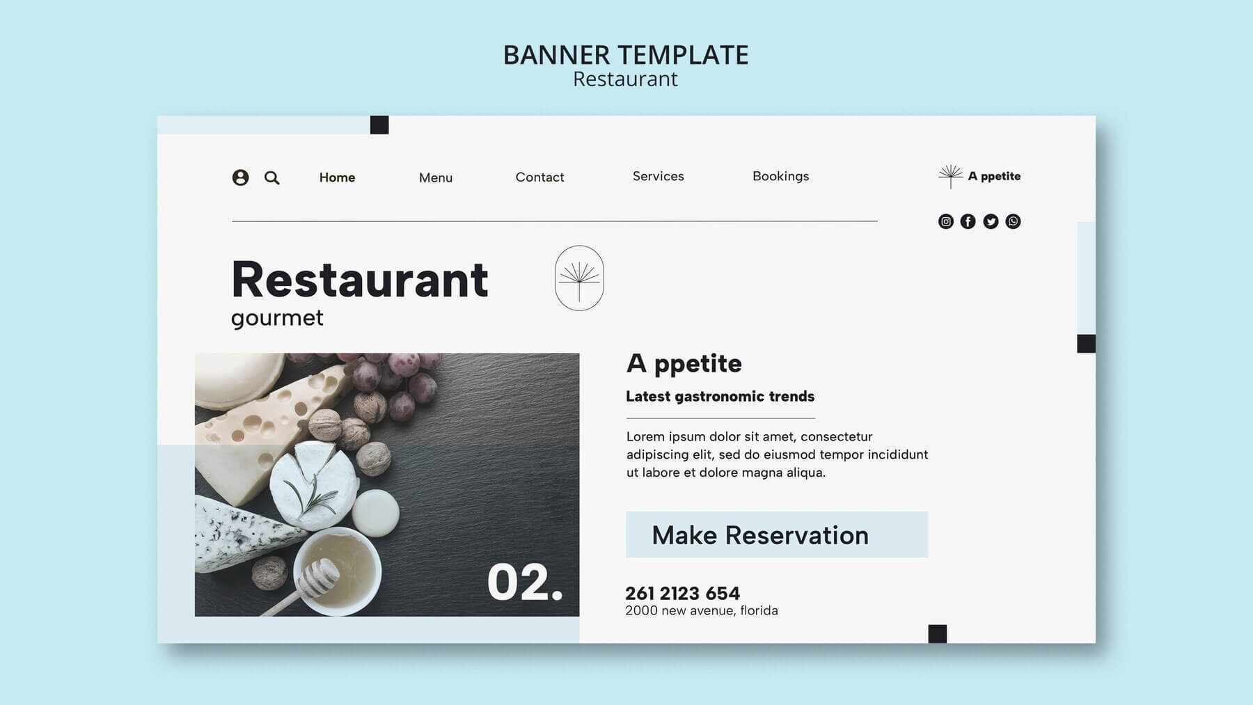 Landing page template with navigation structure
