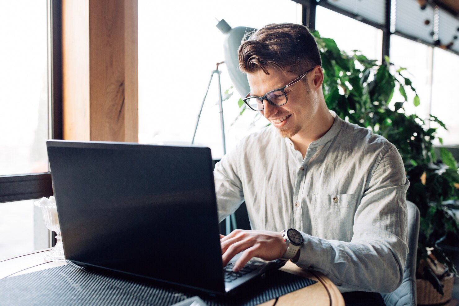 Man researching why you might want to use a one-page website for his startup
