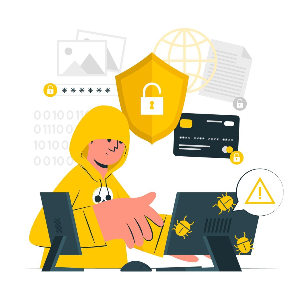 Man running a cyber attack on a WordPress site. Hacking WordPress site to steel sensitive data