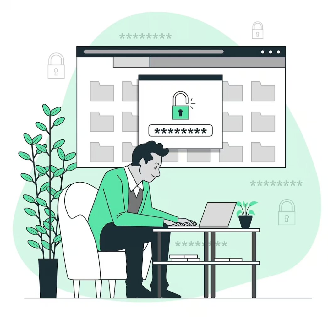 Man-setting-up-WordPress-password-to-secure-access-to-his-website