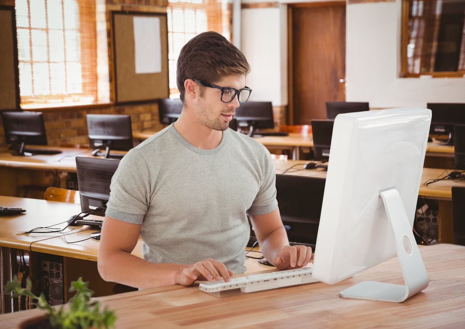 Man spending time on an interactive website