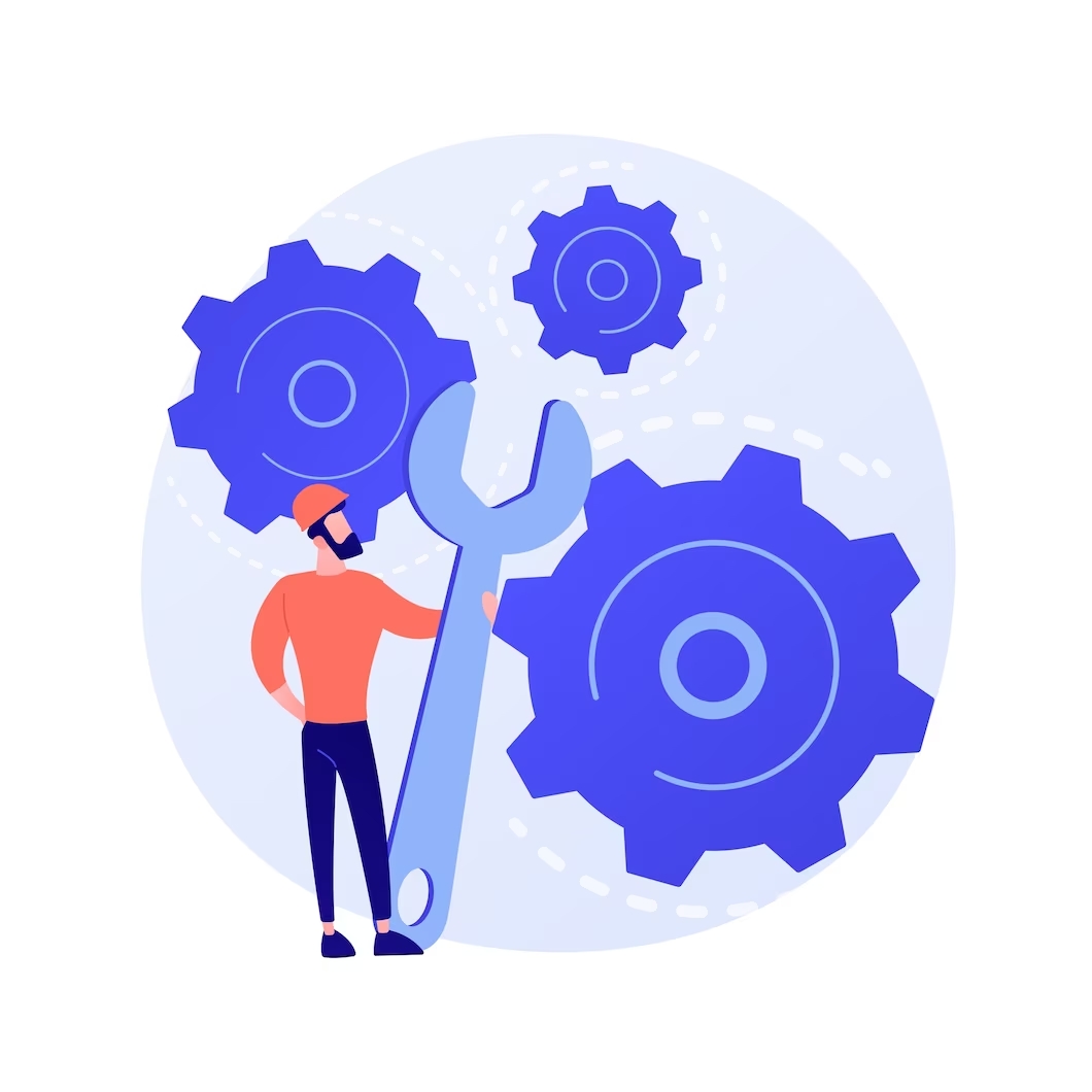 Man-updating-WordPress-and-cog-wheels-are-turning