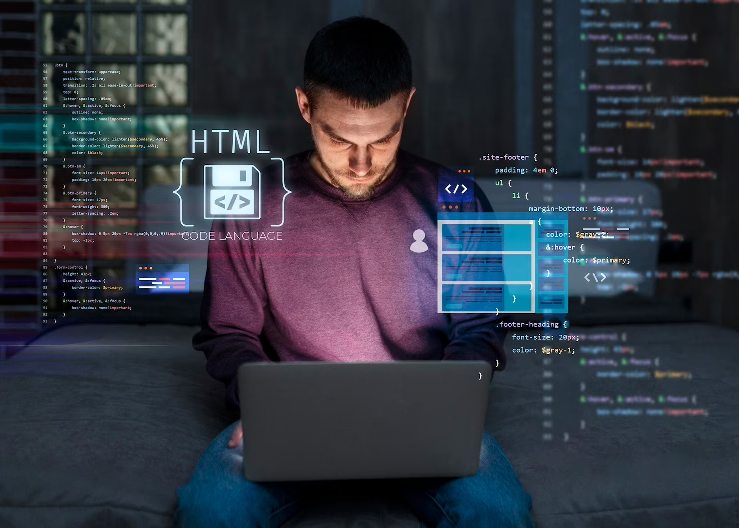 Man working on laptop to build WordPress sites