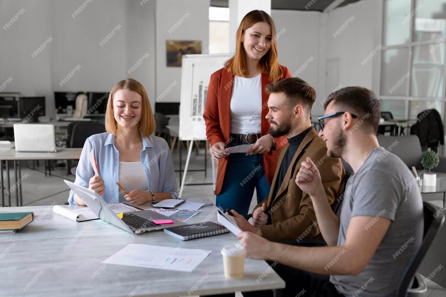 People brainstorming in a work meeting about target audience for user journey with WordPress design