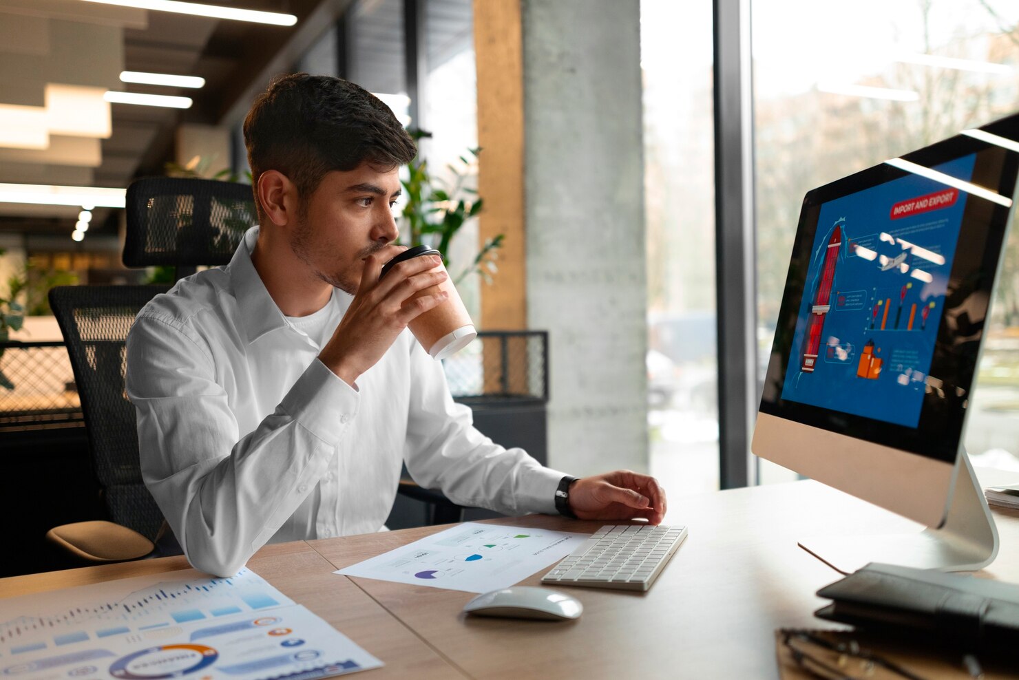 Person in the office analyzing and checking speed optimization