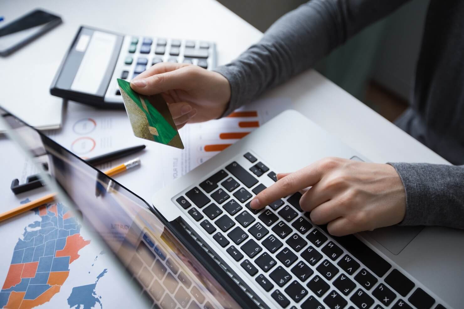 Person making online payment when shopping online