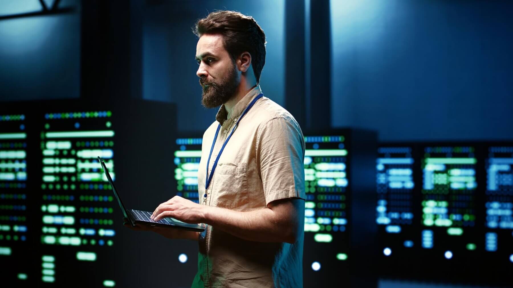 Programmer doing server examination & database management
