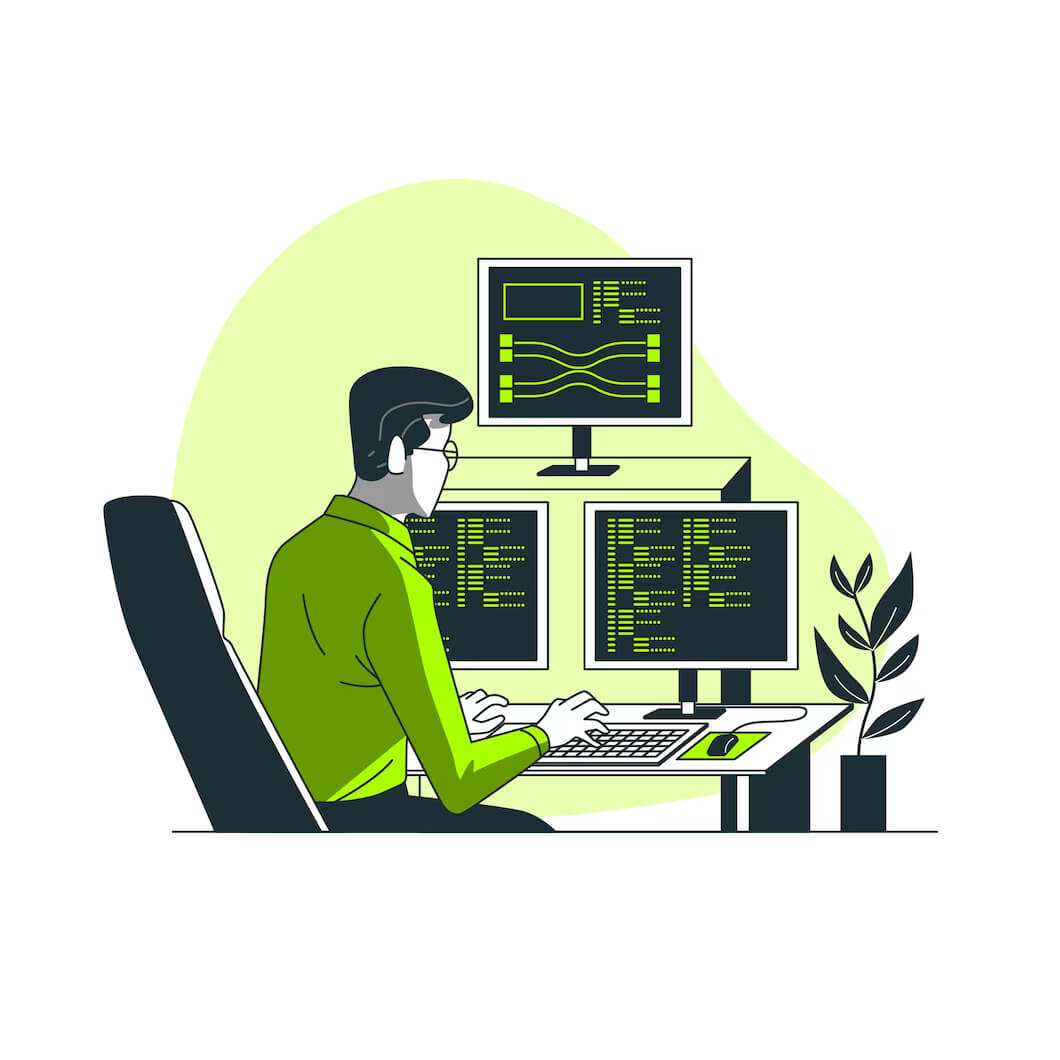 Programming developer working on website