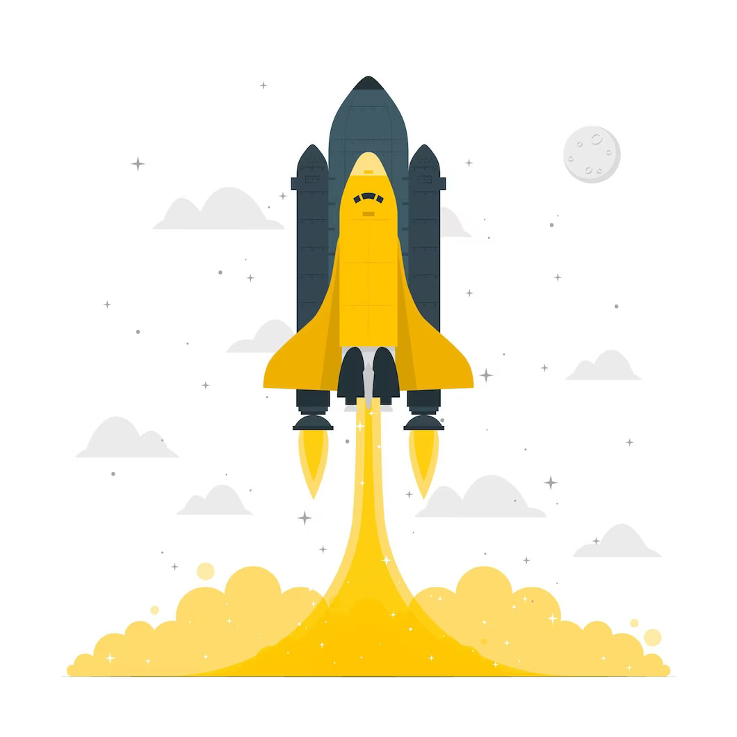 Rocket speeding off. Speed up your website