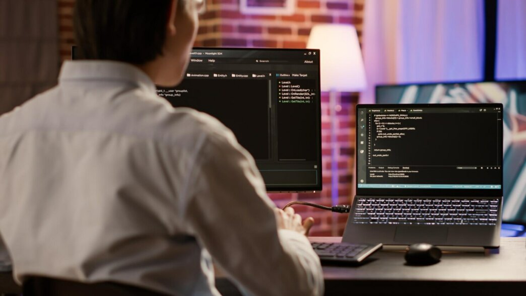 Software developer ensuring code quality during WordPress development outsourcing