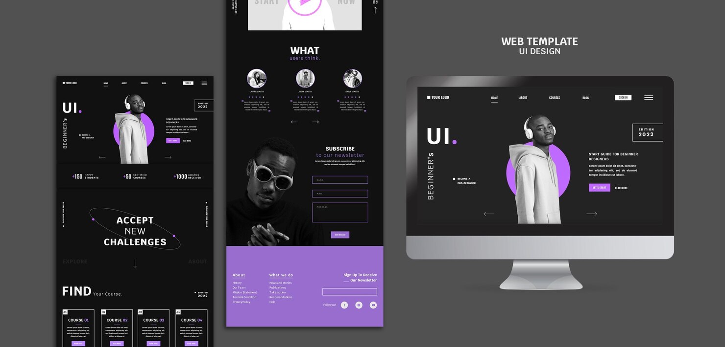 User interface design website template. Easy website navigation