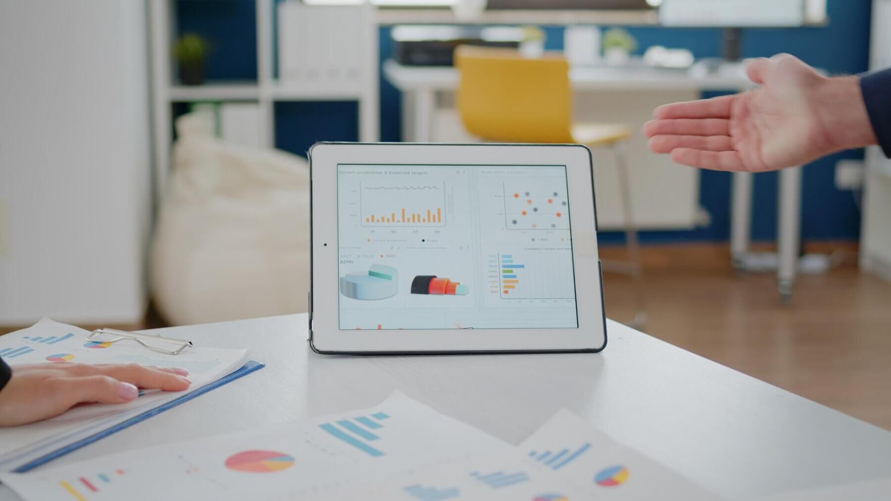 Website performance metrics on tablet