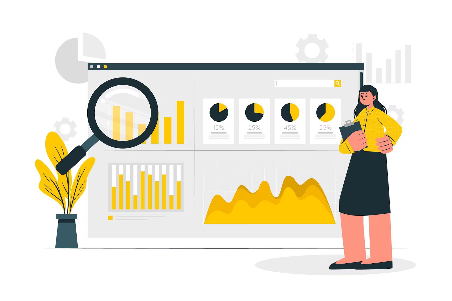 Woman analyzing statistics. She is looking to increase conversion rates
