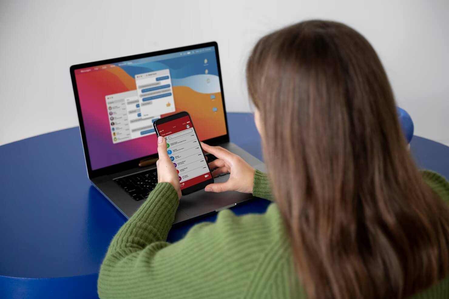 Woman-checking-mobile-friendly-WordPress-site-on-her-phone