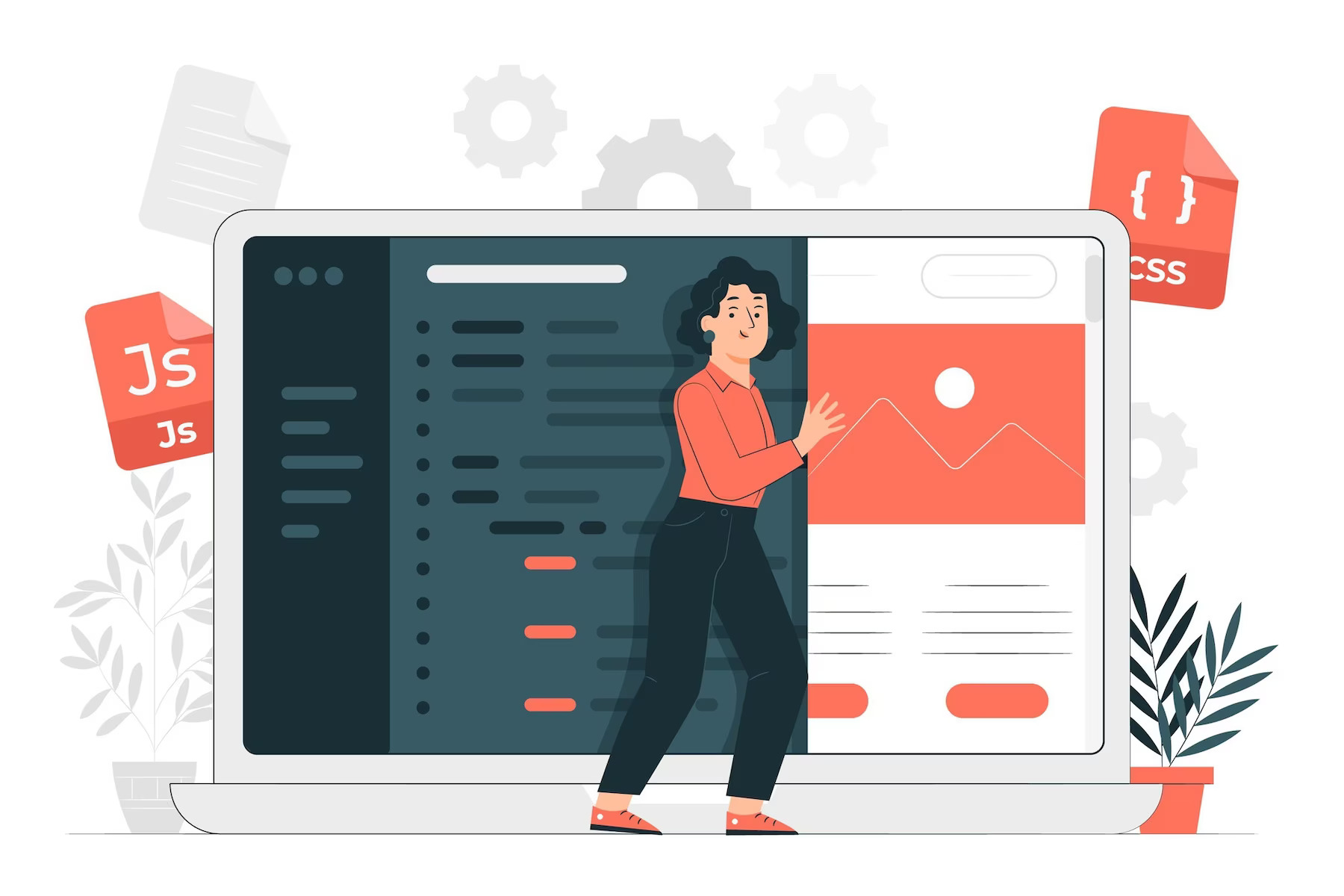 Woman installing plugins for WordPress site
