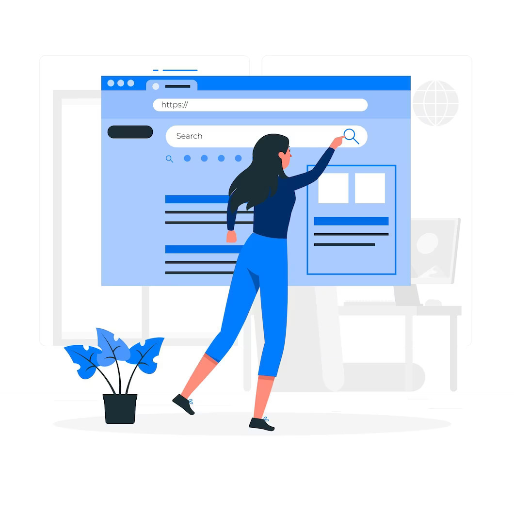 Woman searching the web for the best CDM solutions for WordPress websites