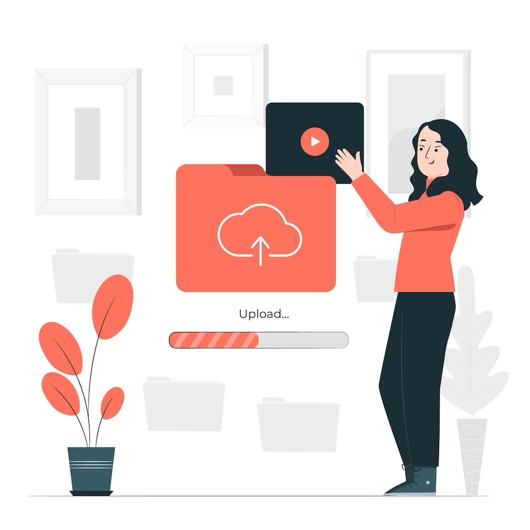 Woman-uploading-large-media-file