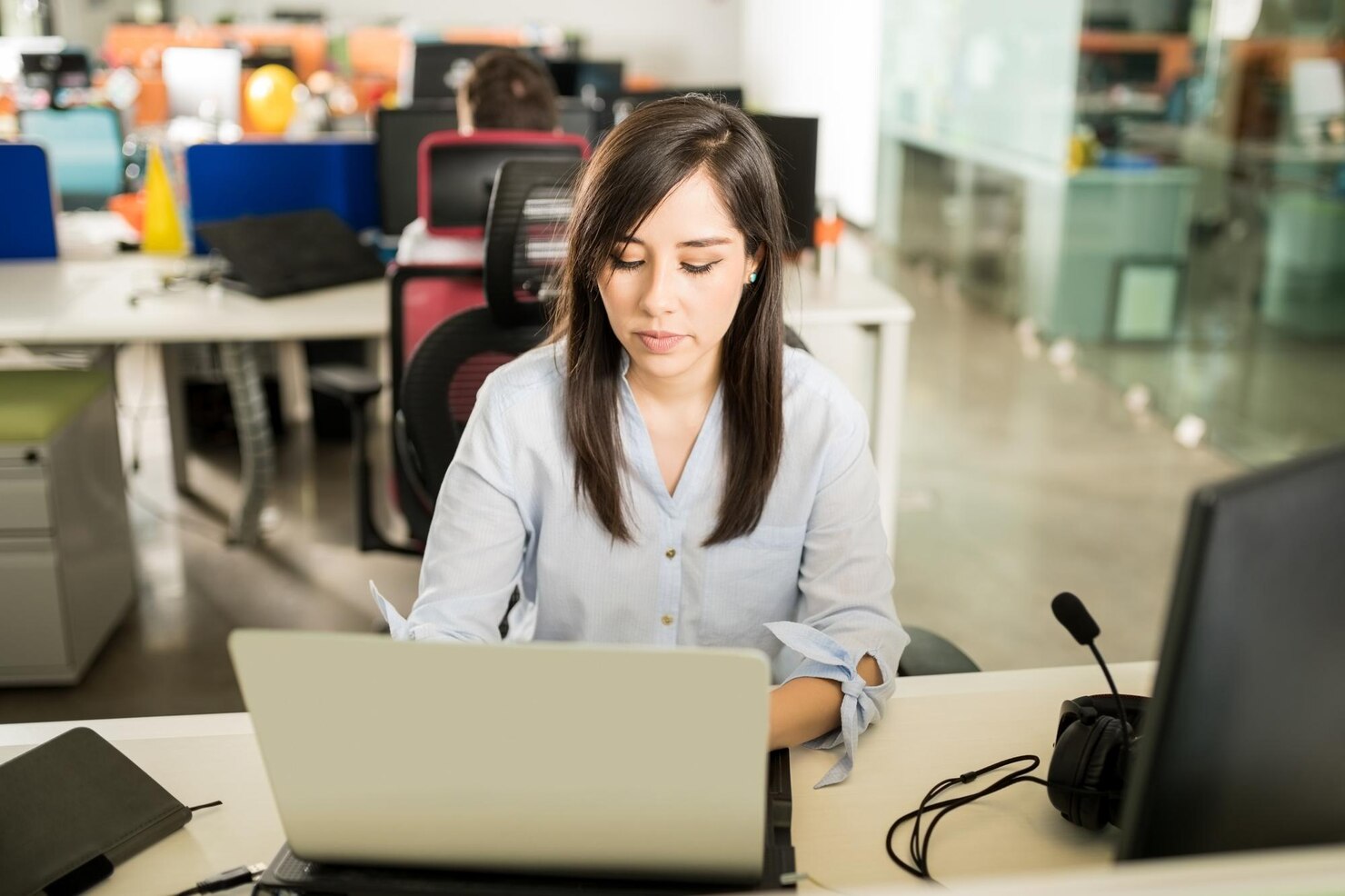 Woman working on developing a WordPress site