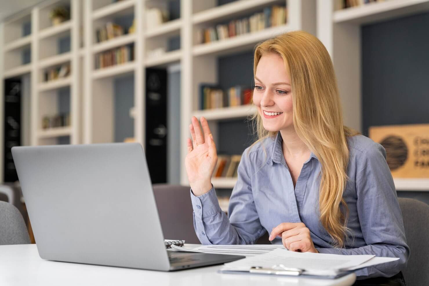 Woman working on WordPress for Educational Websites