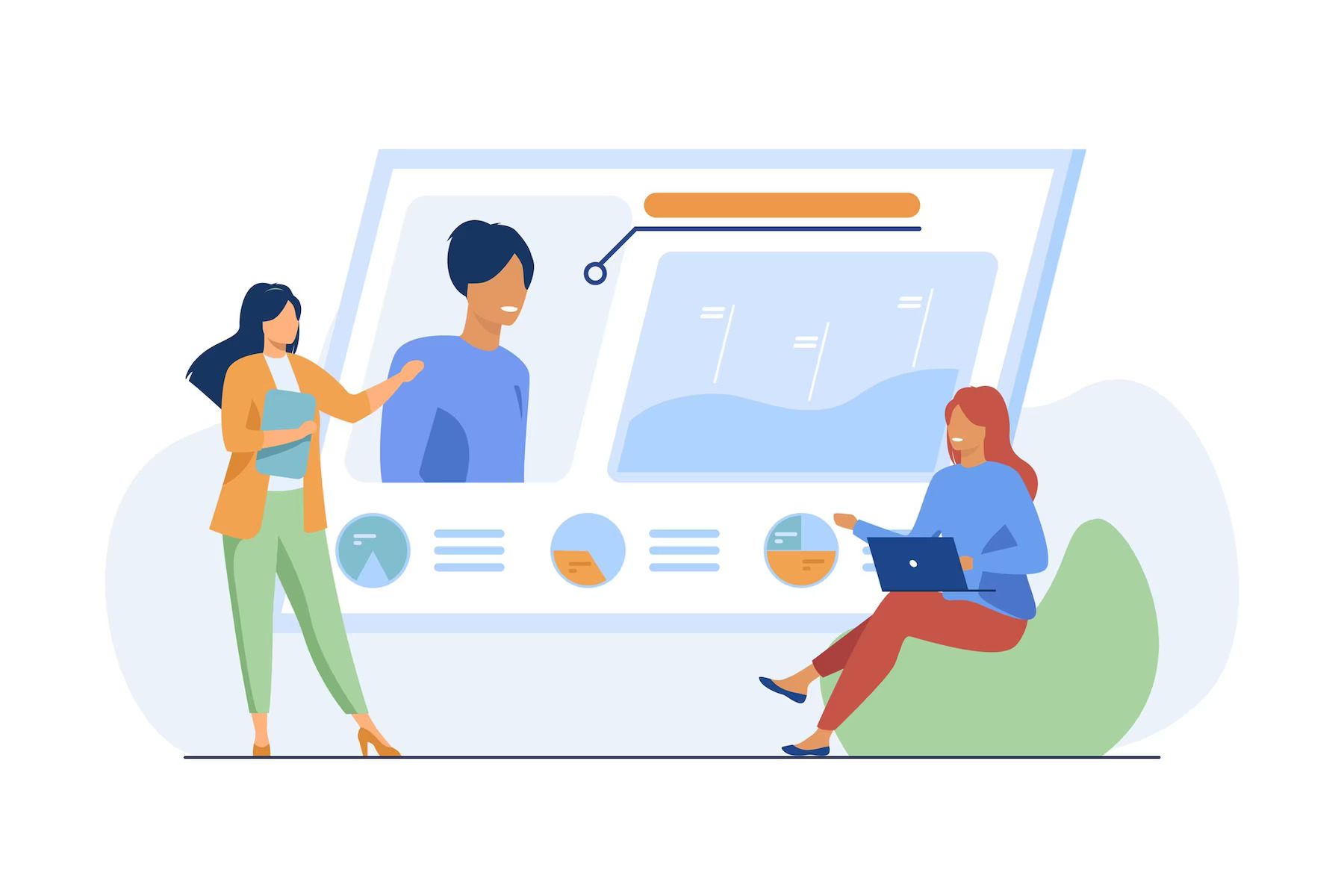 Women analyzing the user activity log