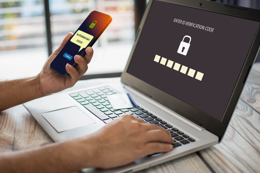 WordPress security with two-factor authentication. Woman entering the second password.